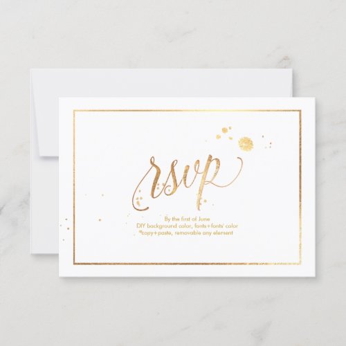 PixDezines RSVP Faux Gold Veins Marble Confetti