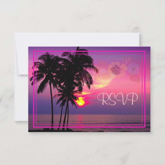 PixDezines rsvp Hawaiian Sunset Beach Scence Card (Front)