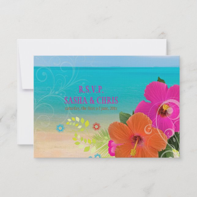 PixDezines rsvp hibiscus+fern Card (Front)