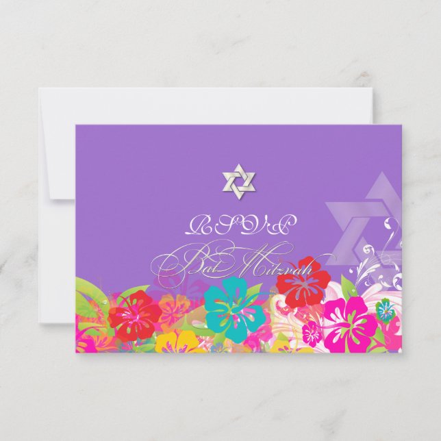 PixDezines rsvp hibiscus/Mitzvah/diy background Card (Front)