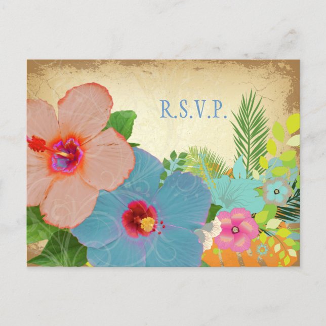 PixDezines RSVP, hibiscus, require 5x7 invites (Front)