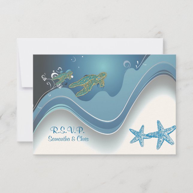 PixDezines rsvp honu+waves Card (Front)