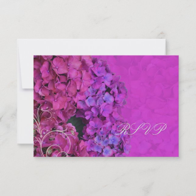 PixDezines RSVP Hydrangea, magenta Card (Front)