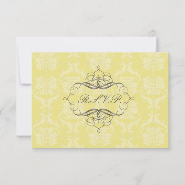 PixDezines rsvp Liliana Damask, customizable Card (Front)