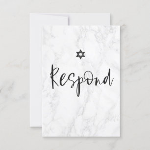 PixDezines RSVP Marble Bar Mitzvah ✡ Card