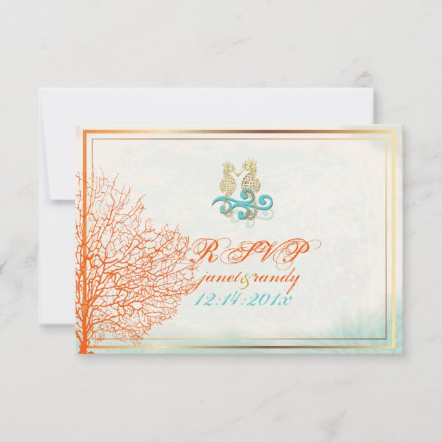 PixDezines rsvp maui coral+seahorse, beach party Card (Front)