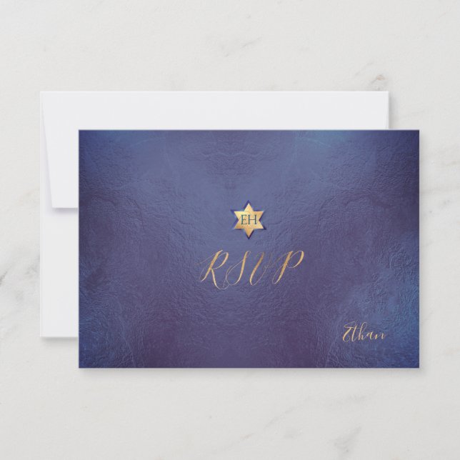 PixDezines RSVP minimalist Dusty Blue Mitzvah ✡ Card (Front)