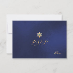 PixDezines RSVP minimalist Navy Blue Mitzvah ✡