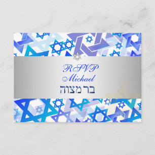 PixDezines rsvp mod stars/bar mitzvah/blue/silver