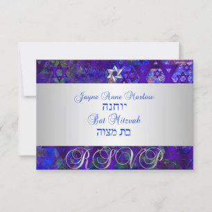 PixDezines rsvp mod stars/Bar Mitzvah/violet