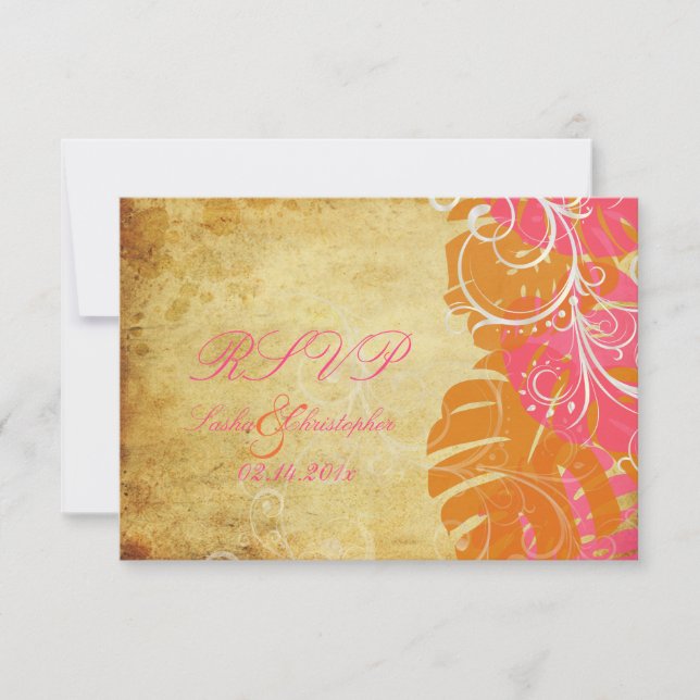 PixDezines rsvp Monstera|Tropical Foliage+Swirls Card (Front)