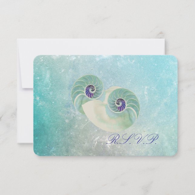 PixDezines rsvp nautilus/aqua blue Card (Front)