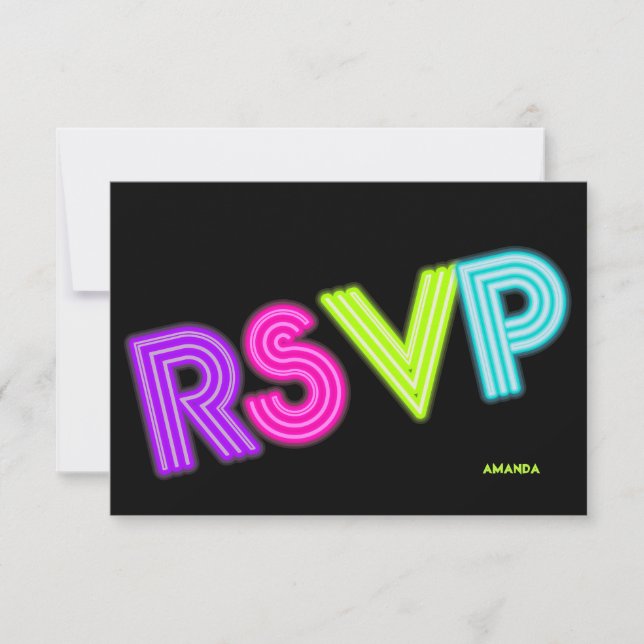 PixDezines RSVP Neon Lights Bat Mitzvah ✡ (Front)