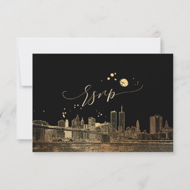 PixDezines RSVP NYC Skyline/Faux Gold (Front)