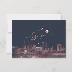 PixDezines RSVP NYC Skyline/Faux Rose Gold Card