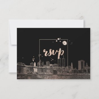 Pixdezines Rsvp Nyc/twin Tower/pink Gold/diy Color by custom_stationery at Zazzle