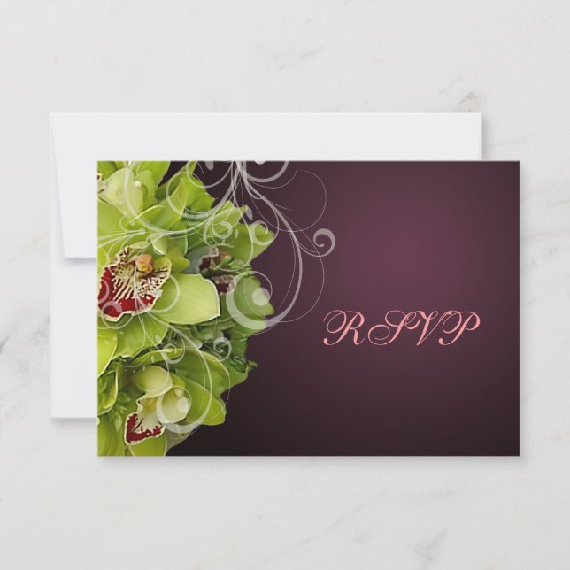 PixDezines RSVP Orchid + Ornamental Flourish Card (Front)