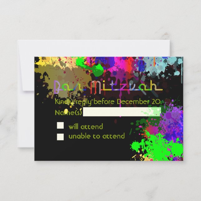 PixDezines rsvp paint balls/neon lights/mitzvah (Front)