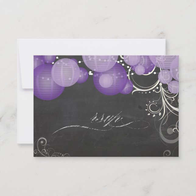 PixDezines rsvp purple lanterns+chalkboard Card