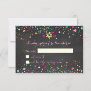 PixDezines Rsvp/Rainbow Confetti/Mitzvah RSVP Card