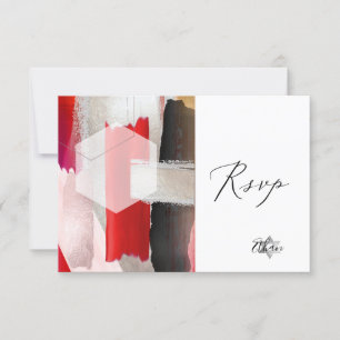 PixDezines RSVP Red Watercolor Bat Mitzvah ✡ Card