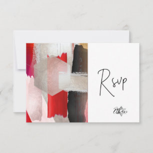 PixDezines RSVP Red Watercolor Bat Mitzvah ✡ Card