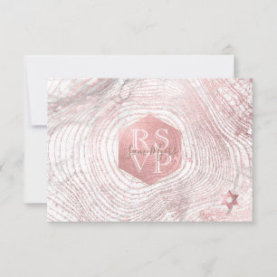 PixDezines RSVP Rose Gold Tree Rings Bat Mitzvah ✡