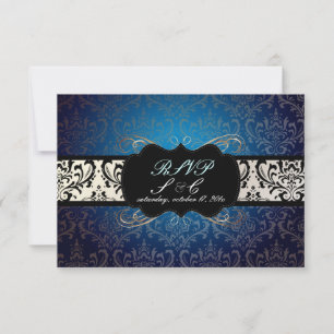 PixDezines rsvp Rossi Damask, midnight blue Card
