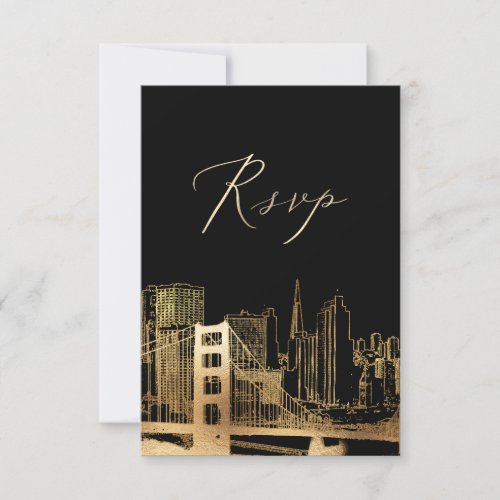 PixDezines RSVP San Francisco SkylineFaux Gold