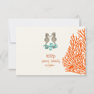 PixDezines rsvp Seahorse, beach party Card