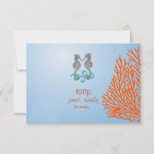 PixDezines rsvp Seahorse, beach party Card