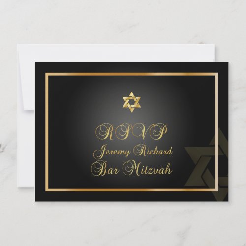 PixDezines rsvp Star Bar Mitzvahblackgold