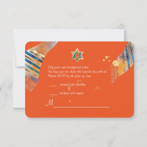 PixDezines rsvp talit MitzvahDIY background color Invitation