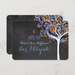 PixDezines rsvp tree of life Bat Mitzvah Invitation