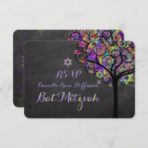 PixDezines rsvp tree of life Bat Mitzvah Invitation
