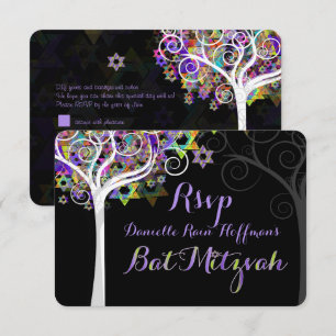PixDezines rsvp tree of life Bat Mitzvah Invitation