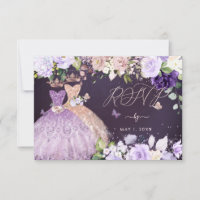 PixDezines RSVP Twins Quinceanera Rose Gold Lilac Invitation