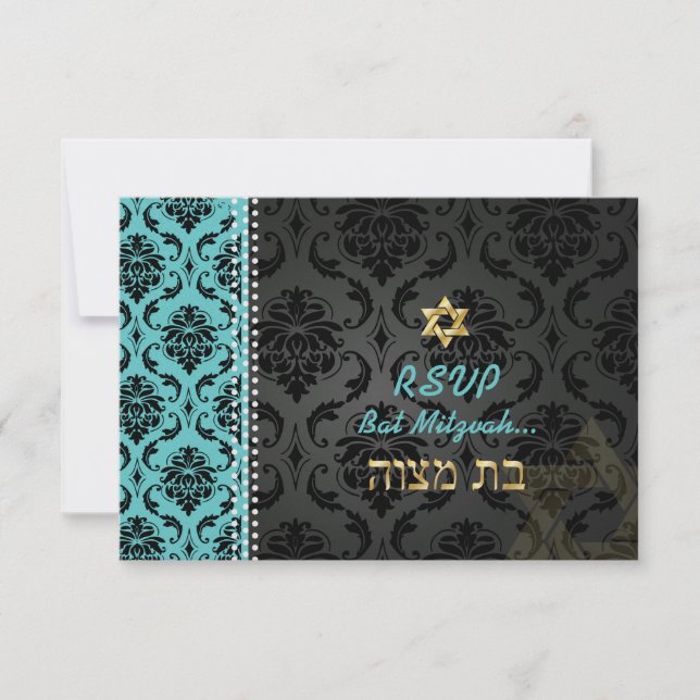 PixDezines rsvp Vendome Damask/DIY color/Mitzvah Card (Front)