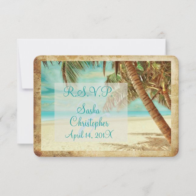 PixDezines rsvp vintage beach, tropical paradise (Front)