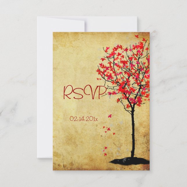 PixDezines rsvp vintage maple tree/fall wedding Card (Front)