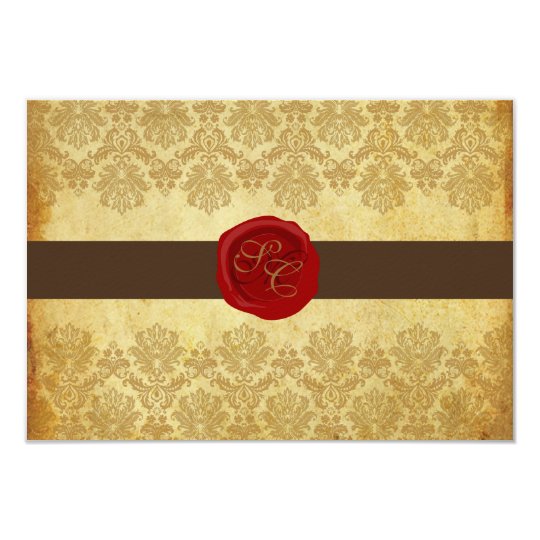 PixDezines rsvp Vintage+Pique Lace Damask+Wax Seal Card