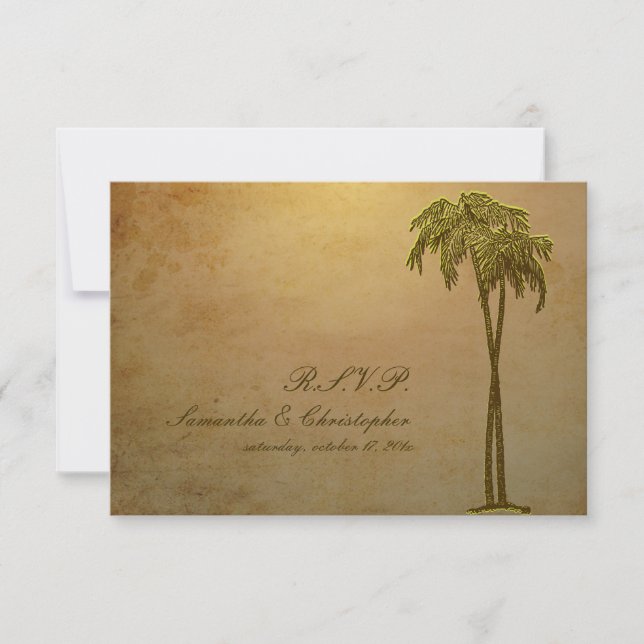 PixDezines rsvp vintage twin Palms Card (Front)