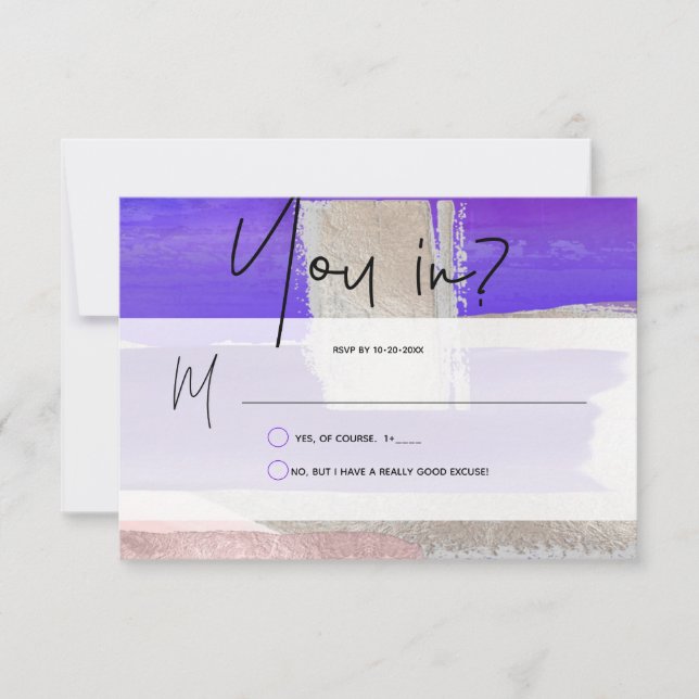 PixDezines RSVP w Meal, Modern Art, Purple Silver (Front)
