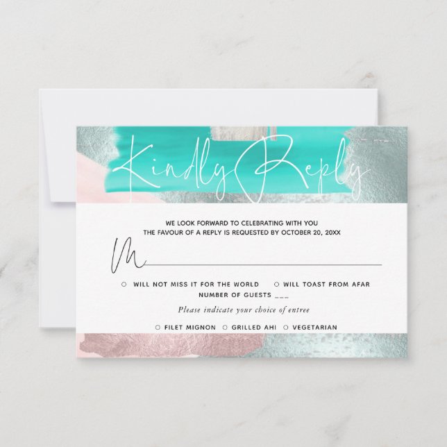 PixDezines RSVP w Meals, Modern Art, Blue Teal (Front)