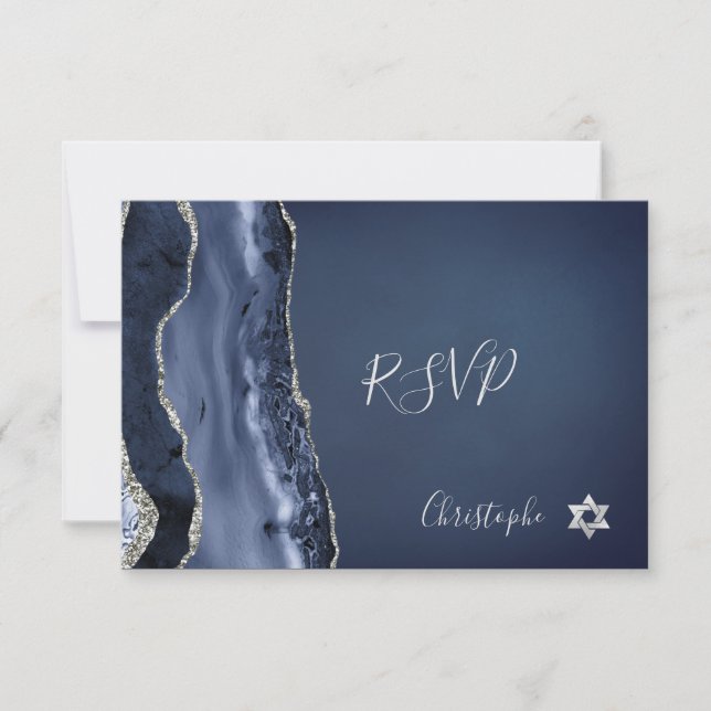 PixDezines RSVP Watercolor Agate Bar Mitzvah ✡ (Front)