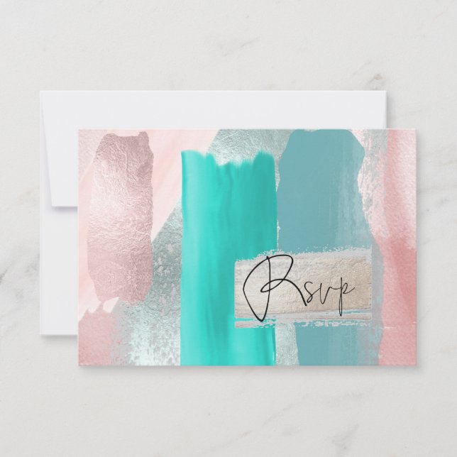PixDezines RSVP Watercolor Color Block Blue+Blush (Front)