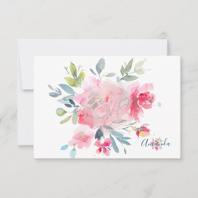 PixDezines RSVP Watercolor Flowers Bat Mitzvah ✡ (Front)