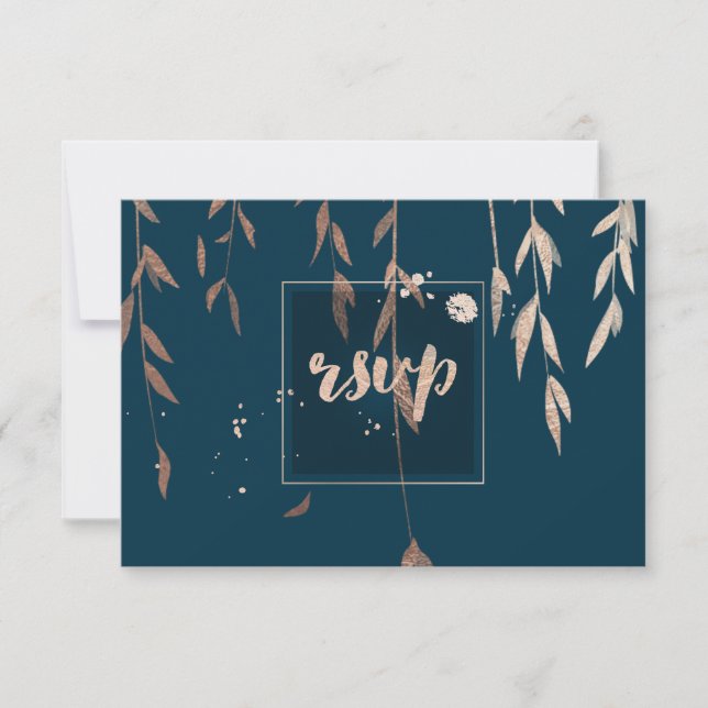 PixDezines RSVP Willow Faux Rose Gold/DIY color Card (Front)