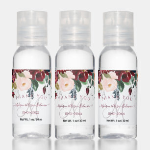 PixDezines Rustic Bloom Burgundy Navy Botanical Hand Sanitizer