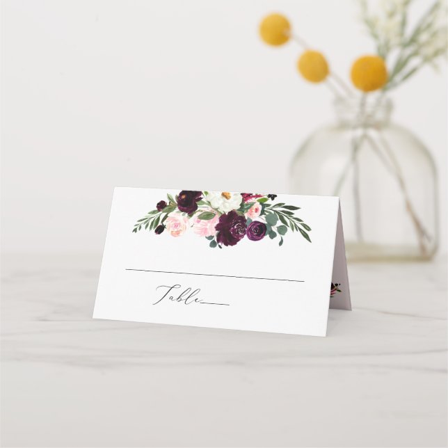 PixDezines Rustic Bloom Watercolor Flowers Place Card (Front)